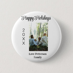 Badge Rond 5 Cm Joyeuses vacances photo nom de famille année calli
