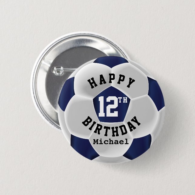 Badge Rond 5 Cm Joyeux 00th anniversaire - ballon de football (Devant & derrière)