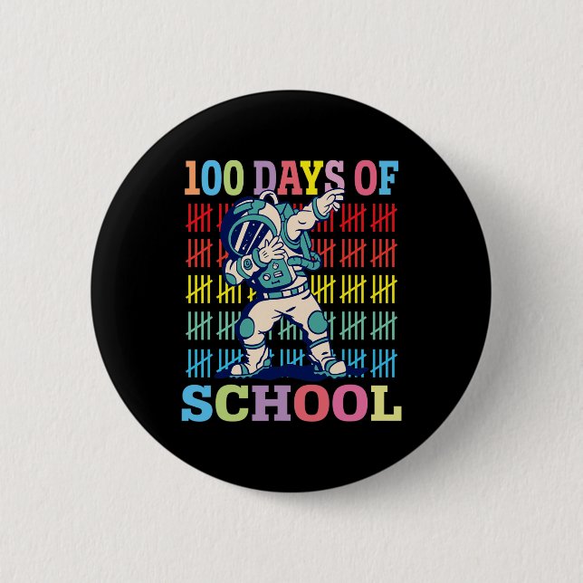 Badge Rond 5 Cm Joyeux 100 Jours D'Enfants Scolaires Dabbing Astro (Devant)