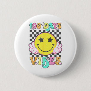 Badge Rond 5 Cm Joyeux 100 Jours Vibes Sourire Visage 100 Jours D'