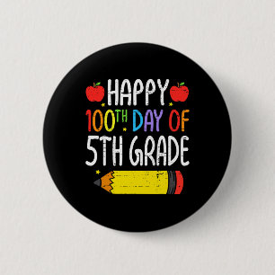 Badge Rond 5 Cm Joyeux 100e Jour De 5e Année Étudiants Enseignants