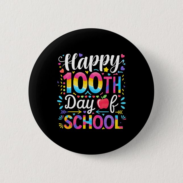 Badge Rond 5 Cm Joyeux 100e jour d'école 100 jours d'école Enseign (Devant)