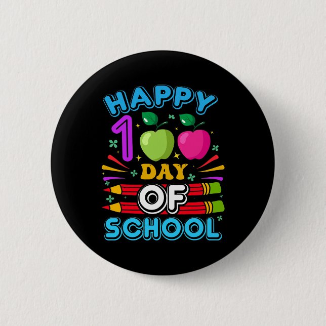 Badge Rond 5 Cm Joyeux 100e jour d'école 100 jours d'école Enseign (Devant)