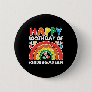 Badge Rond 5 Cm Joyeux 100ème Jour De Jardin D'Enfant Arc En Ciel