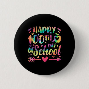 Badge Rond 5 Cm Joyeux 100ème Jour De L'École Tie Dye Arc En Ciel 