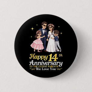 Badge Rond 5 Cm Joyeux 14e Anniversaire Parents les Plus Mignons A