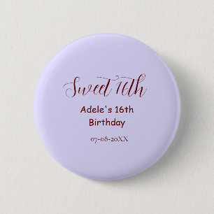 Badge Rond 5 Cm Joyeux 16ème anniversaire violet pastel mauve rétr