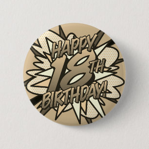 Badge Rond 5 Cm Joyeux 18e ANNIVERSAIRE Vintage Amusant Bande Dess