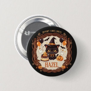 Badge Rond 5 Cm Joyeux 1er Boo-Day de Chat Noir Mignon et Effrayan