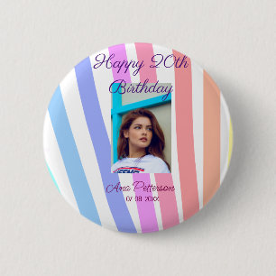 Badge Rond 5 Cm Joyeux 20e anniversaire arc-en-ciel rustique ligne