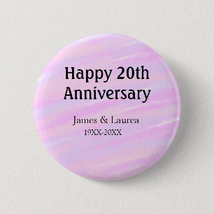 Badge Rond 5 Cm Joyeux 20e anniversaire rose violet pastel nom bol