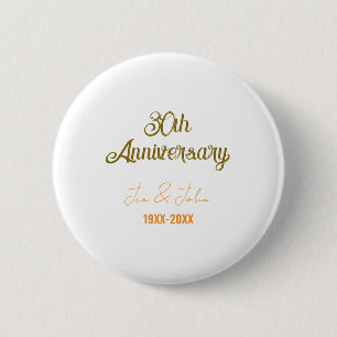 Badge Rond 5 Cm Joyeux 30e anniversaire de mariage orange doré vin