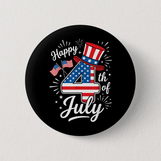 Badge Rond 5 Cm Joyeux 4 juillet (Devant)