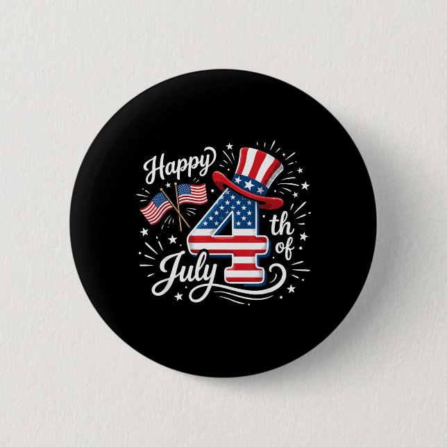 Badge Rond 5 Cm Joyeux 4 juillet (Devant)