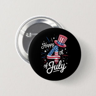 Badge Rond 5 Cm Joyeux 4 juillet drapeau américain patriotique Éta