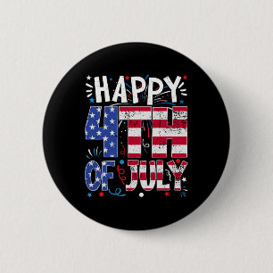 Badge Rond 5 Cm Joyeux 4 juillet Drapeau américain patriotique Éta