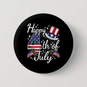 Badge Rond 5 Cm Joyeux 4 juillet drapeau américain patriotique Éta