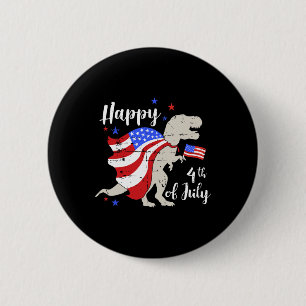 Badge Rond 5 Cm Joyeux 4 juillet Jour de l'Indépendance avec T-rex