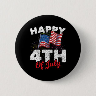 Badge Rond 5 Cm Joyeux 4 juillet Patriotique Américain Drapeau Us