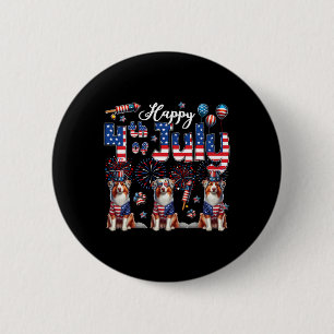 Badge Rond 5 Cm Joyeux 4 juillet trois mignons bergers australiens