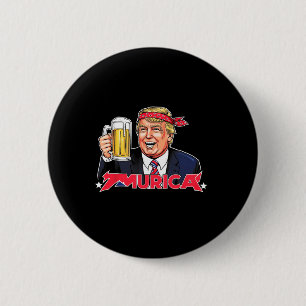 Badge Rond 5 Cm Joyeux 4 juillet Trump américain Drapeau Merica Tr