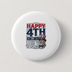 Badge Rond 5 Cm Joyeux 4 juillet Vintage Patriote Conception de T-