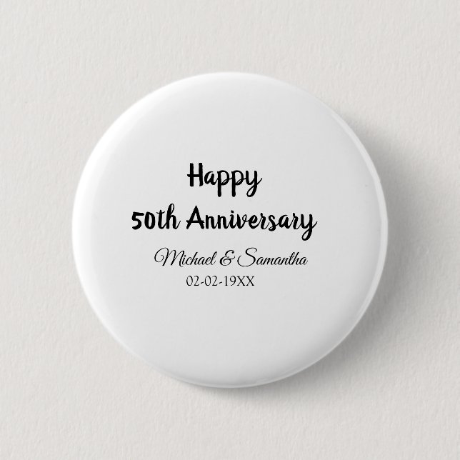 Badge Rond 5 Cm Joyeux 50e anniversaire ajouter nom du couple date (Devant)