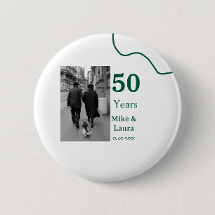Badge Rond 5 Cm Joyeux 50e anniversaire nom couple date mariage