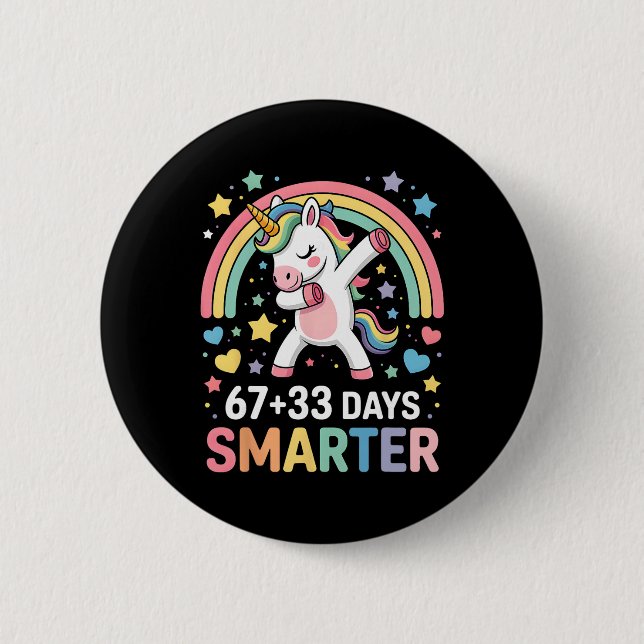 Badge Rond 5 Cm Joyeux 67+ 33 Jours D'école Six Sept Mème Enseigna (Devant)