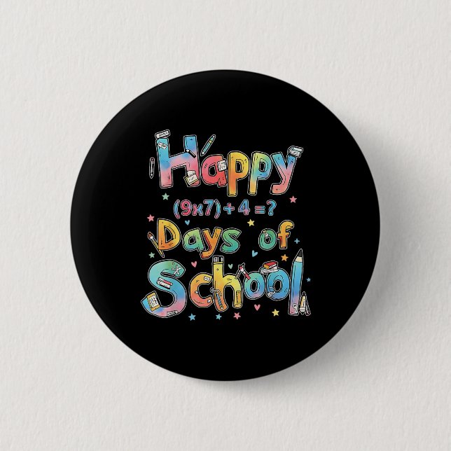 Badge Rond 5 Cm Joyeux 67 Jours D'école Équation Mathématique Prof (Devant)