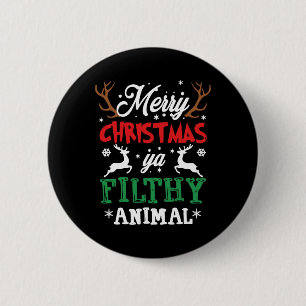 Badge Rond 5 Cm Joyeux animal de Noël sale Ya Xmas Pyjama