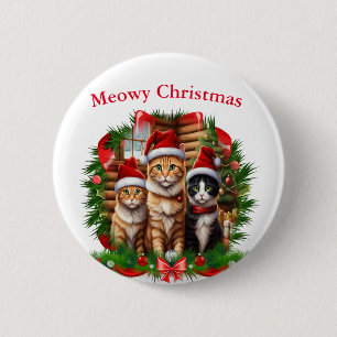 Badge Rond 5 Cm Joyeux animaux de Noël
