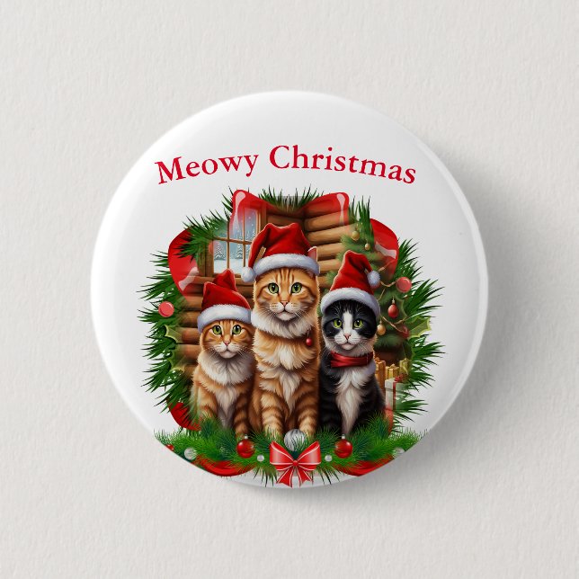 Badge Rond 5 Cm Joyeux animaux de Noël (Devant)