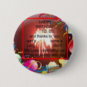Badge Rond 5 Cm Joyeux anniversaire à nous Art Imprimer