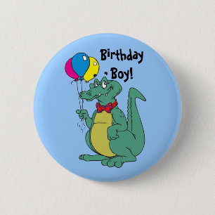 Badge Rond 5 Cm Joyeux Anniversaire Bouton de Ballon d'Alligator