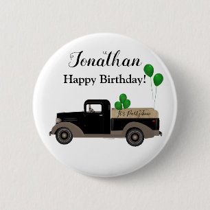 Badge Rond 5 Cm Joyeux Anniversaire Camion Balloons Bouton Épingle