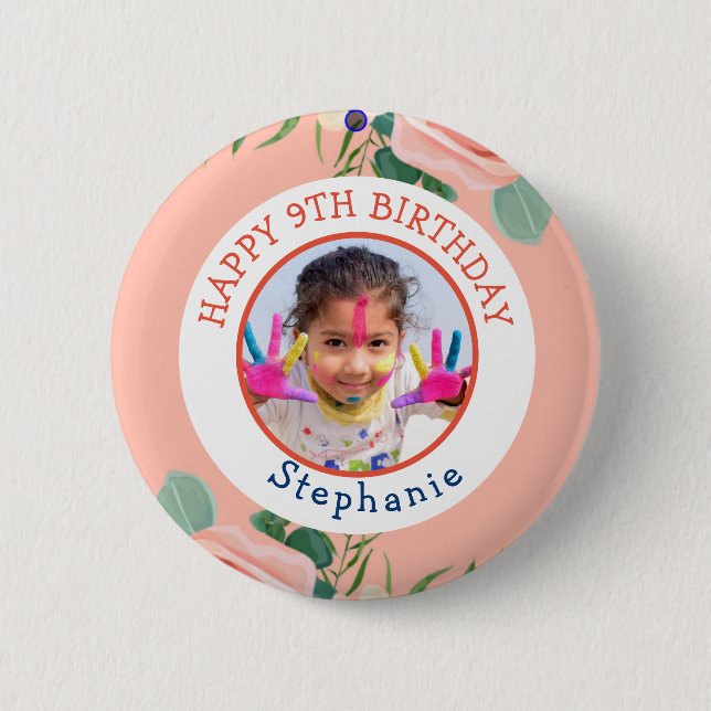 Badge Rond 5 Cm Joyeux Anniversaire Classique Photo Simple (Devant)