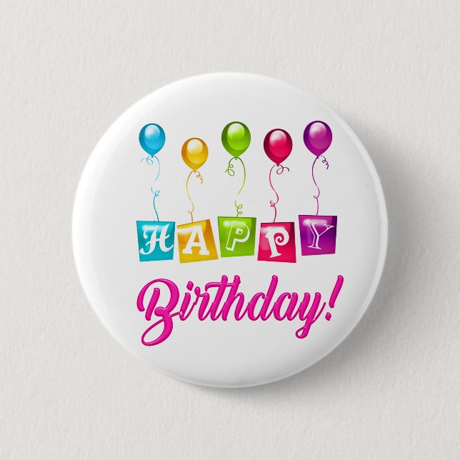 Badge Rond 5 Cm Joyeux anniversaire coloré (Devant)