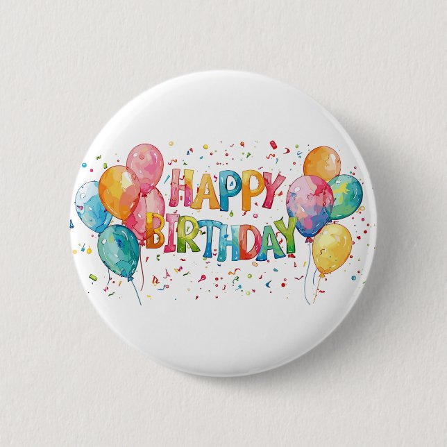 Badge Rond 5 Cm Joyeux Anniversaire Coloré (Devant)