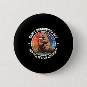 Badge Rond 5 Cm Joyeux anniversaire de la marmotte Football drôle