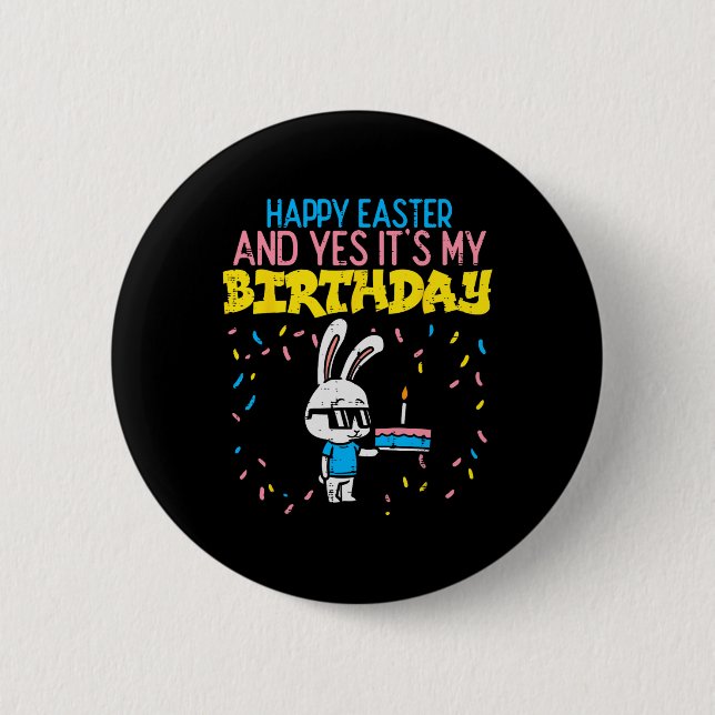 Badge Rond 5 Cm Joyeux Anniversaire de Pâques Bunny Cake Anniversa (Devant)