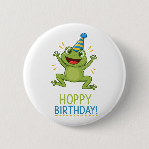 Badge Rond 5 Cm Joyeux Anniversaire Drôle Grenouille Enfants