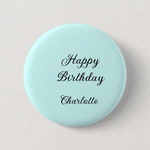 Badge Rond 5 Cm Joyeux anniversaire fond bleu nom stylé élégant