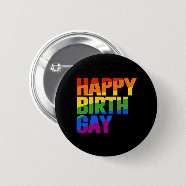 Badge Rond 5 Cm Joyeux anniversaire gay (Devant & derrière)