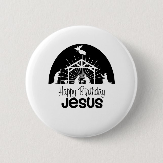 Badge Rond 5 Cm Joyeux anniversaire Jésus (Devant)