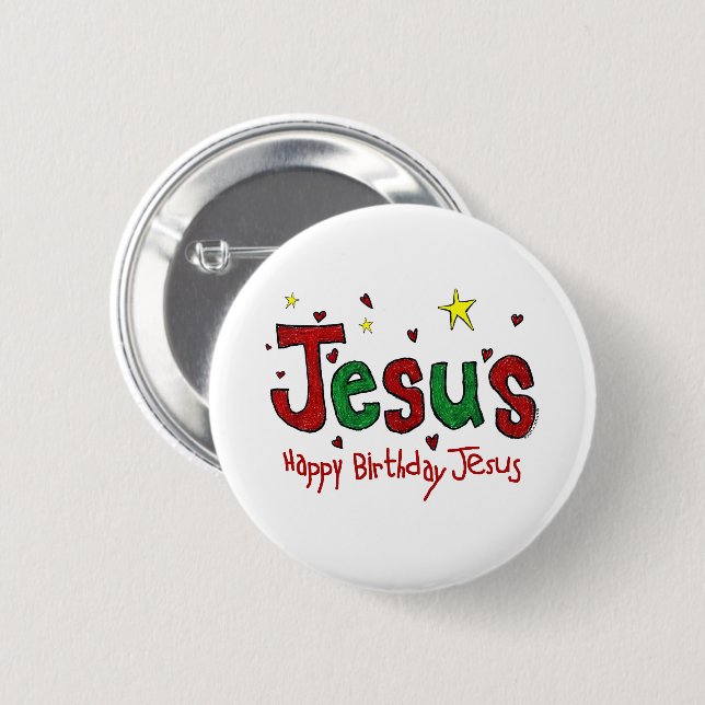 Badge Rond 5 Cm Joyeux anniversaire Jésus (Devant & derrière)