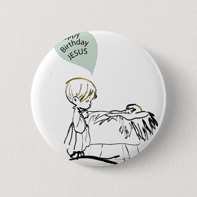 Badge Rond 5 Cm joyeux anniversaire Jésus (Devant)