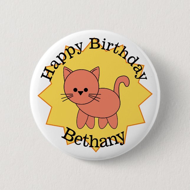 Badge Rond 5 Cm Joyeux anniversaire Kitty Personnalisé (Devant)