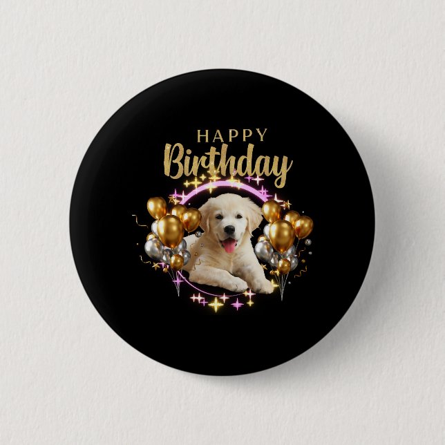 Badge Rond 5 Cm Joyeux anniversaire Labrador Retriever (Devant)