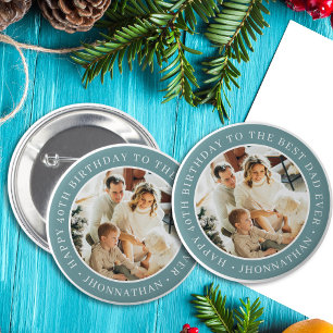 Badge Rond 5 Cm Joyeux Anniversaire Meilleur Papa Photo Vert Cadea